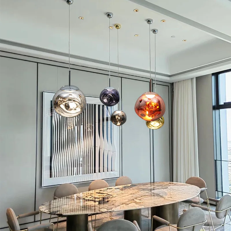 Modern Color Chandelier Line Hanging Mirror Colorful Laser Ball Home Decoration Bar Bedroom Living Room Lighting Lamps