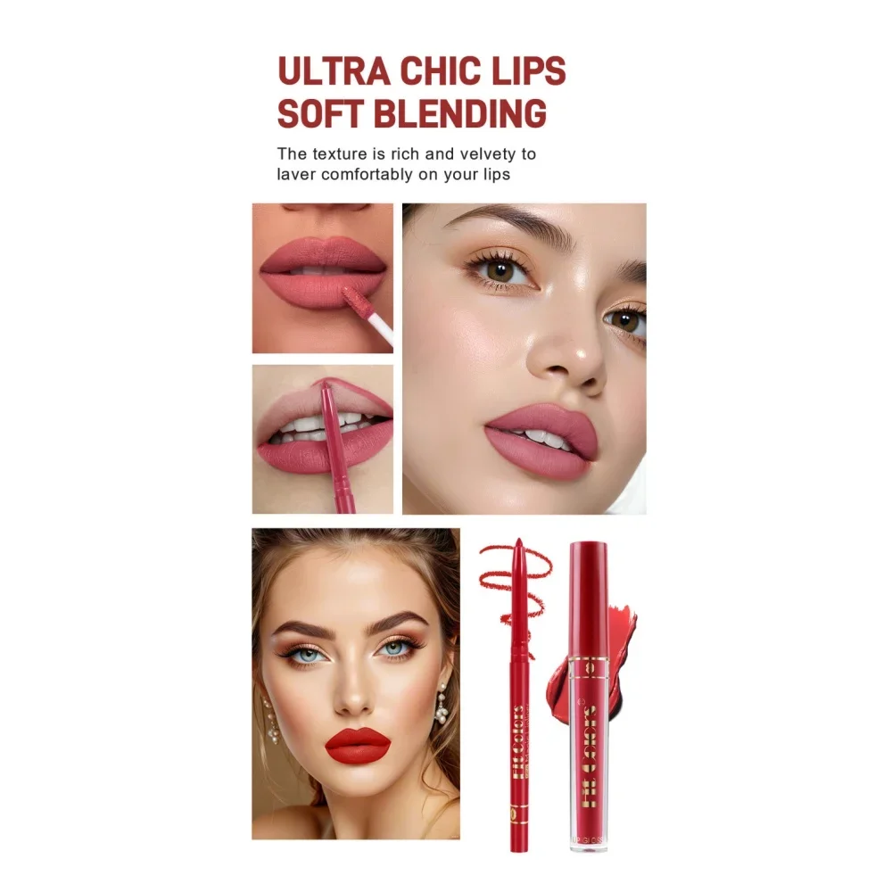 Fit Kleuren 13 In 1 Lippen Make-Up Set 7 stks Sexy Lipgloss & 6 stks Magic Lip Liner Waterdicht Niet-plakkerige Langdurige Matte Lip Glazuur