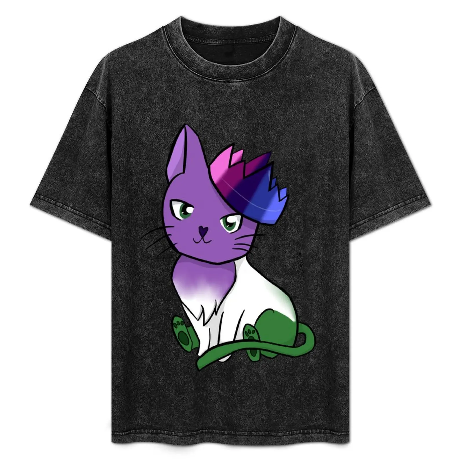 Genderqueer Omnisexual Pride Cat T-Shirt Blouse custom t shirt fitted t shirts for men