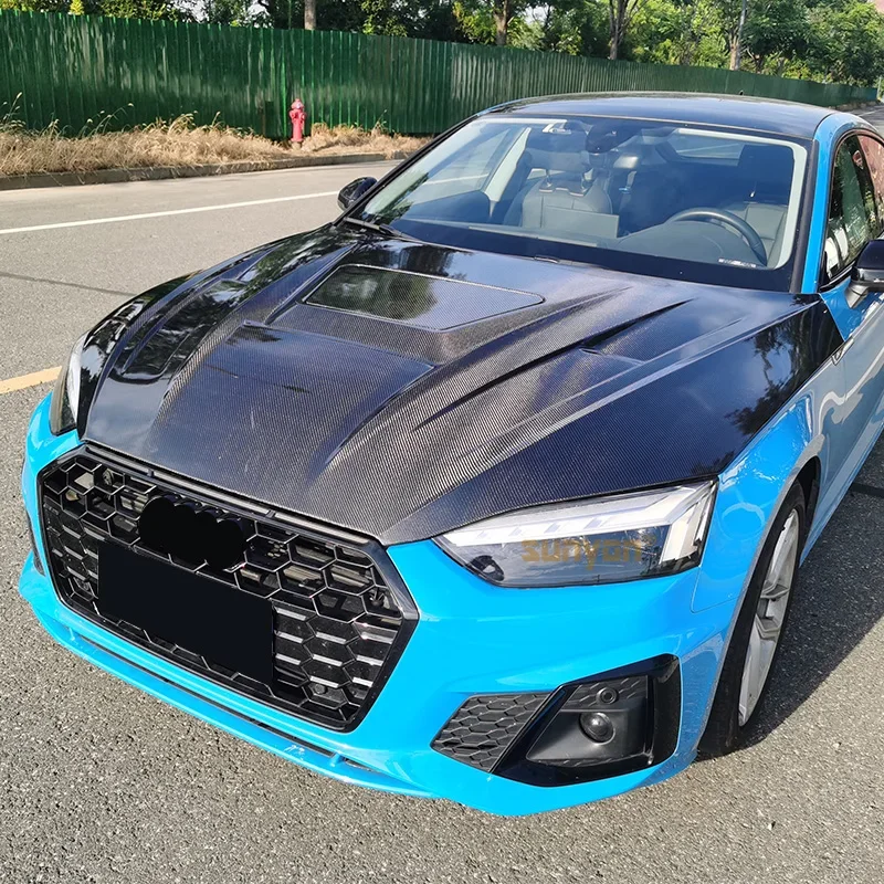 High qualityHigh Quality Real Carbon Fiber Fibre Front Engine Hood Clear Car Bonnet for   A5 2017-2019