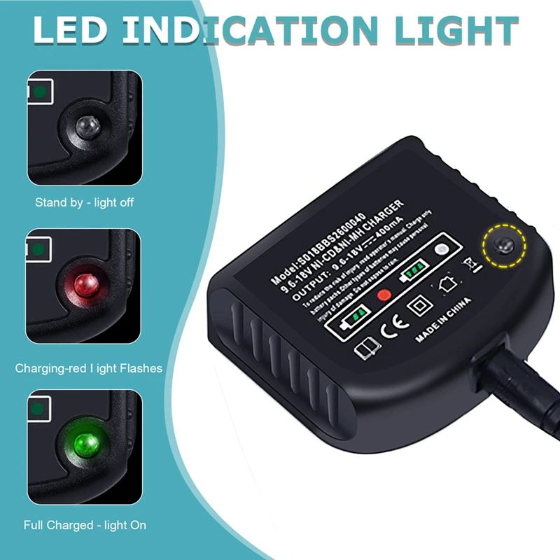 Eddie-Chargeur de batterie Ion à charge rapide pour Black Decker, 9.6V-18V, Ni-CD, Ni-laissée, outils électriques, prise UE