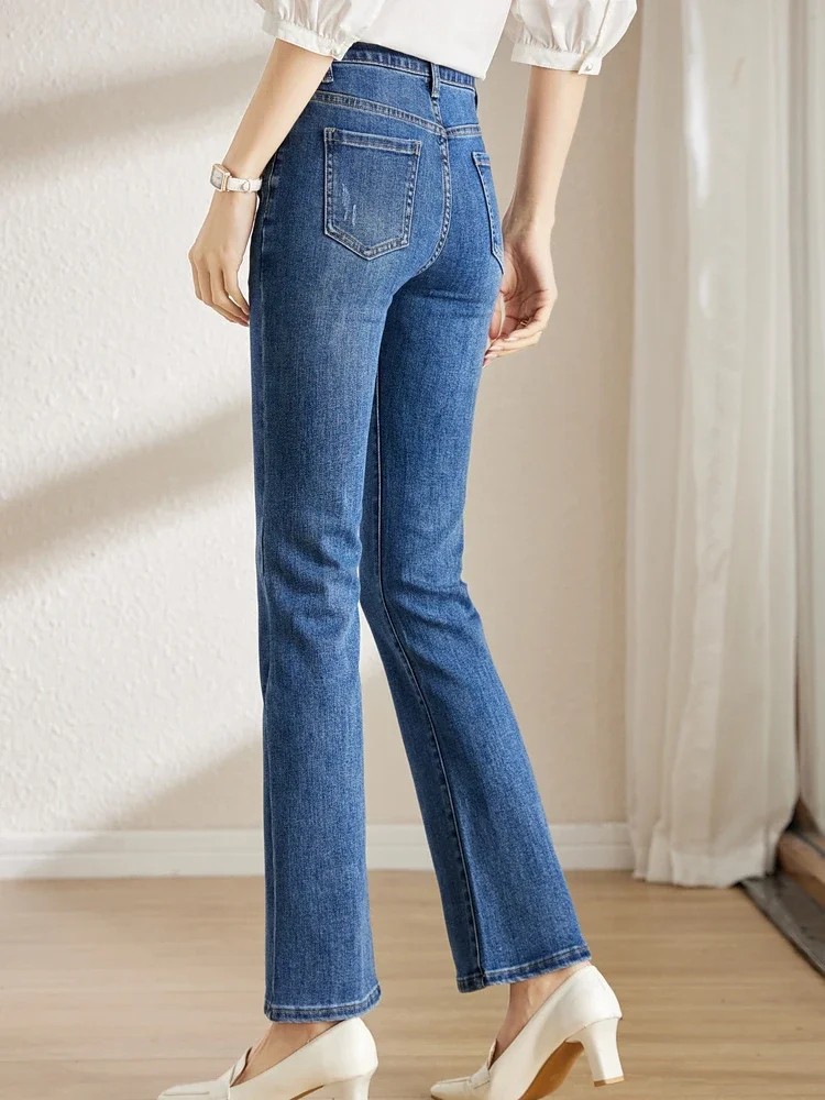 Vimly-Jean skinny taille haute pour femme, pantalon évasé, vintage, Slim Fit, surintendant, vêtements féminins, printemps, automne, nouveau, 2023,