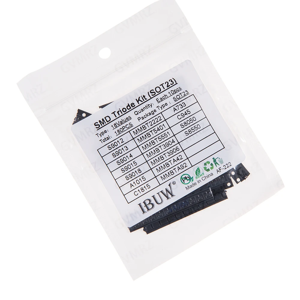 180PCS 18Values SMD Triode Transistor Kit SOT23 (S9012/MMBT2222/A733 etc.) for Arduino DIY Electronic Amplifier Switching