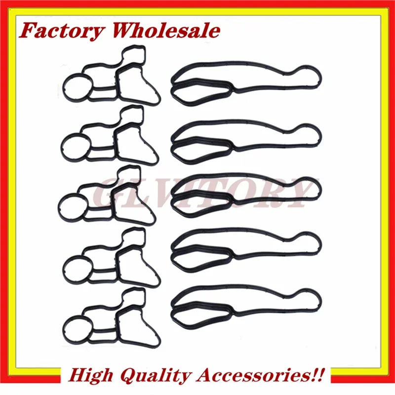 

5 Sets Engine Oil Filter Gasket Cooler Housing Seal for BMW E60 E61 E70 E71E90 E91 11428637820 11428637821 11427537293