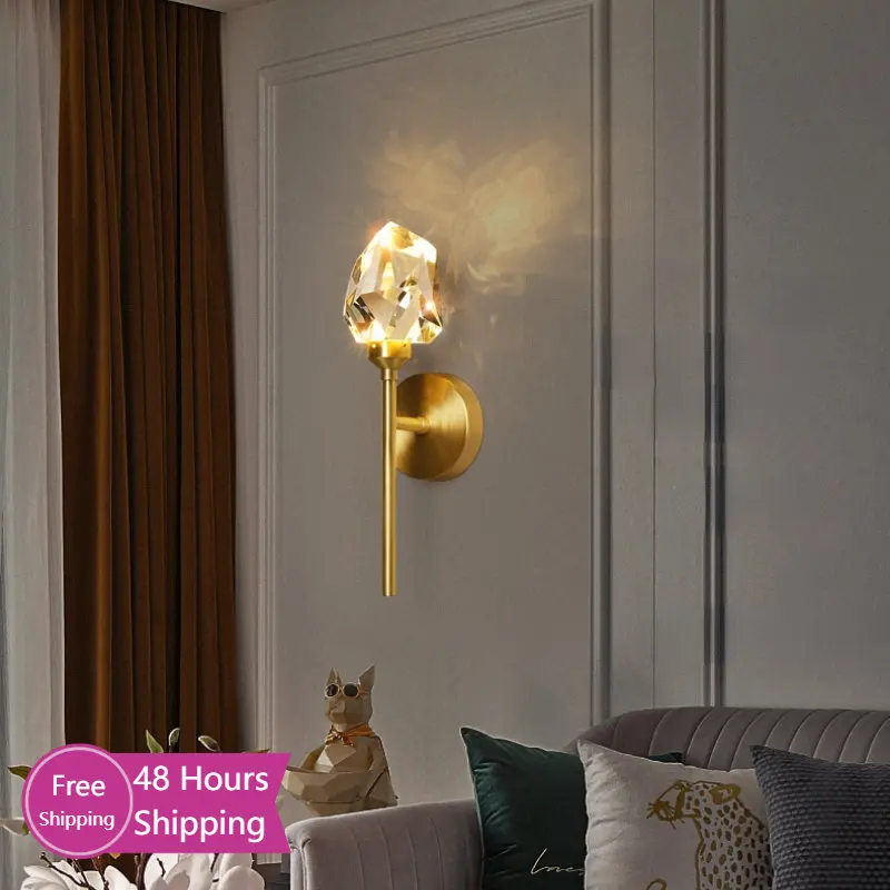 

Modern Led Wall Lighting for Bedroom Living Room Hotel Sconce Lights Decoration Background Lamp Crystal Luxury Gold Hallway