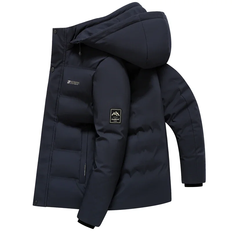 Men's Outdoor Winter Coat Parkas Middle-aged and Elderly Padded Men's Down Warm Padded Jacket Winter Removable Hooded Parkas
