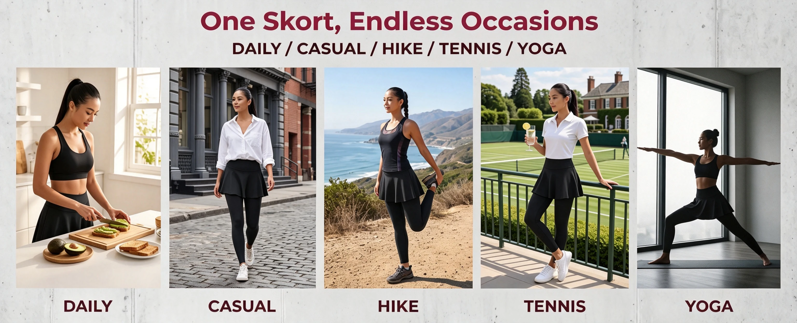 Hochgeschnittener Plissierter Tennis-, Pickleball-, Yoga- und Workout-Rock mit Beinlingen für Damen mit Taschen – Detail 1