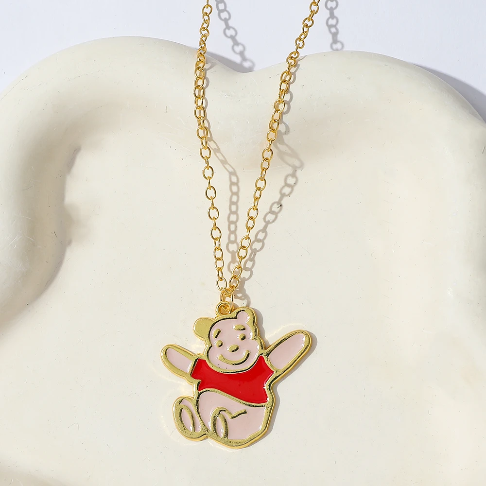 

Ожерелье с Винни-Пухом Диснея, модная классическая фигурка, кулон-Пух, игрушки, аксессуары для лучшего друга, подарки на день рождения