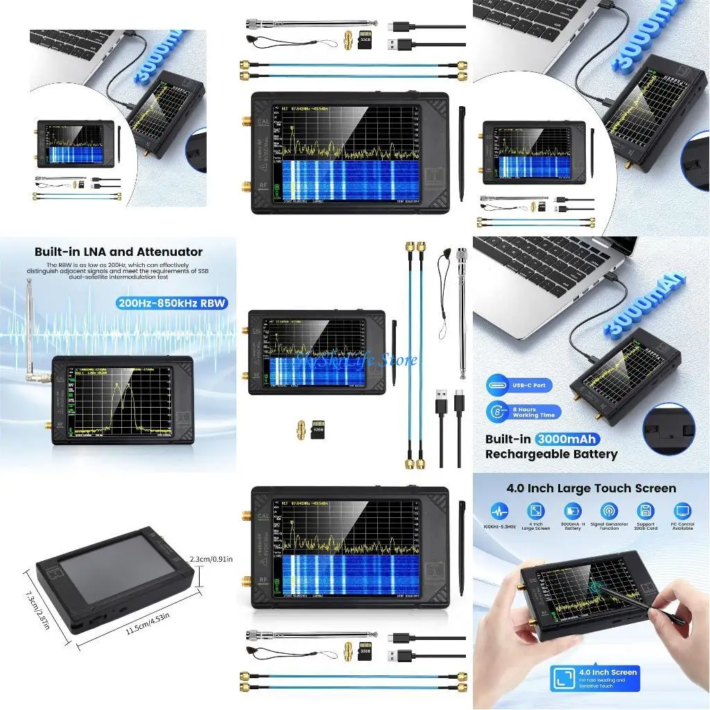 

E65E Professional 100kHz to 5.3GHz Tiny Spectrum Analysis Equipment 4 inch LCD