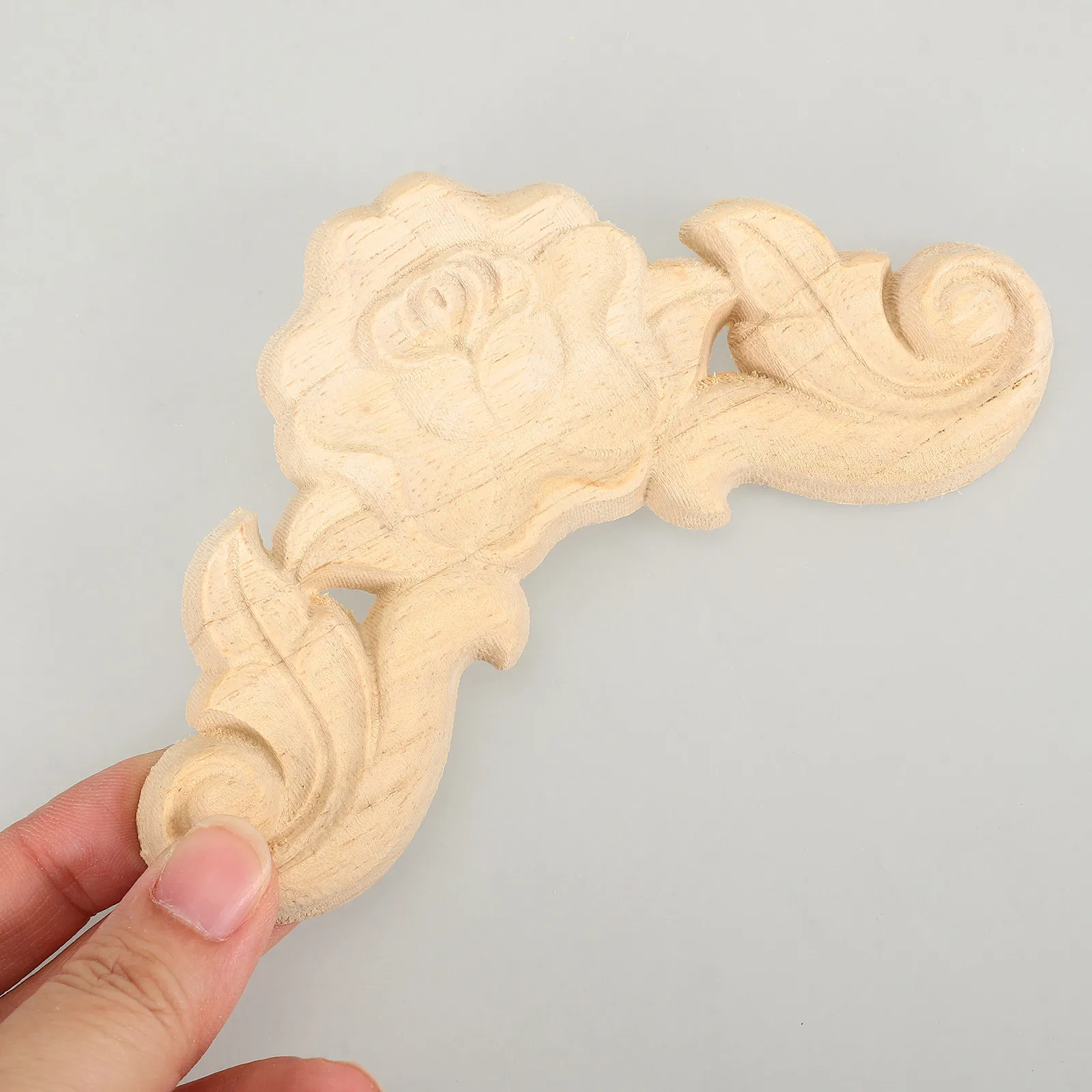 4Pcs Wood Onlay Decorative Furniture Appliques European Style Unpainted Carved Corner Moulding Cabinet Overlay Home Decor
