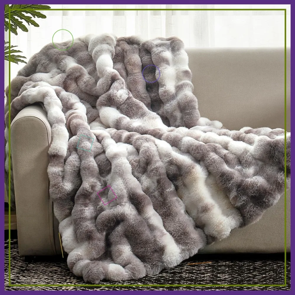 

Уютный плед из искусственного меха для дивана, мягкий плюшевый толстый плед с пузырчатой текстурой для спальни и гостиной, 50x60 дюймов, тай-дай, цвет тауп