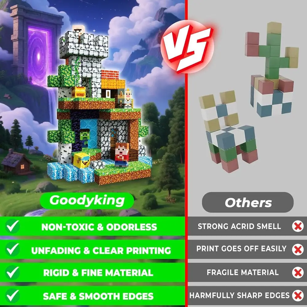 ชุดบล็อกแม่เหล็ก STEM Learning, ของเล่นเสริมพัฒนาการแบบมอนเตสซอรี่ 200 ชิ้น สำหรับเด็กอายุ 3 ปีขึ้นไป, แม่เหล็กเสริมประสาทสัมผัสสำหรับเด็กเล็ก, ของเล่นประกอบรูปทรง