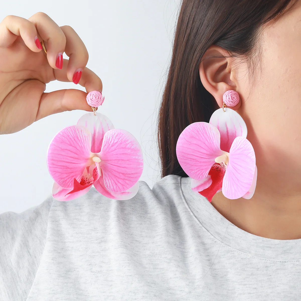 Exaggerated Decorative Butterfly Orchid Multilayer Earrings Summer Vacation Cross-Border Wholesale Goods