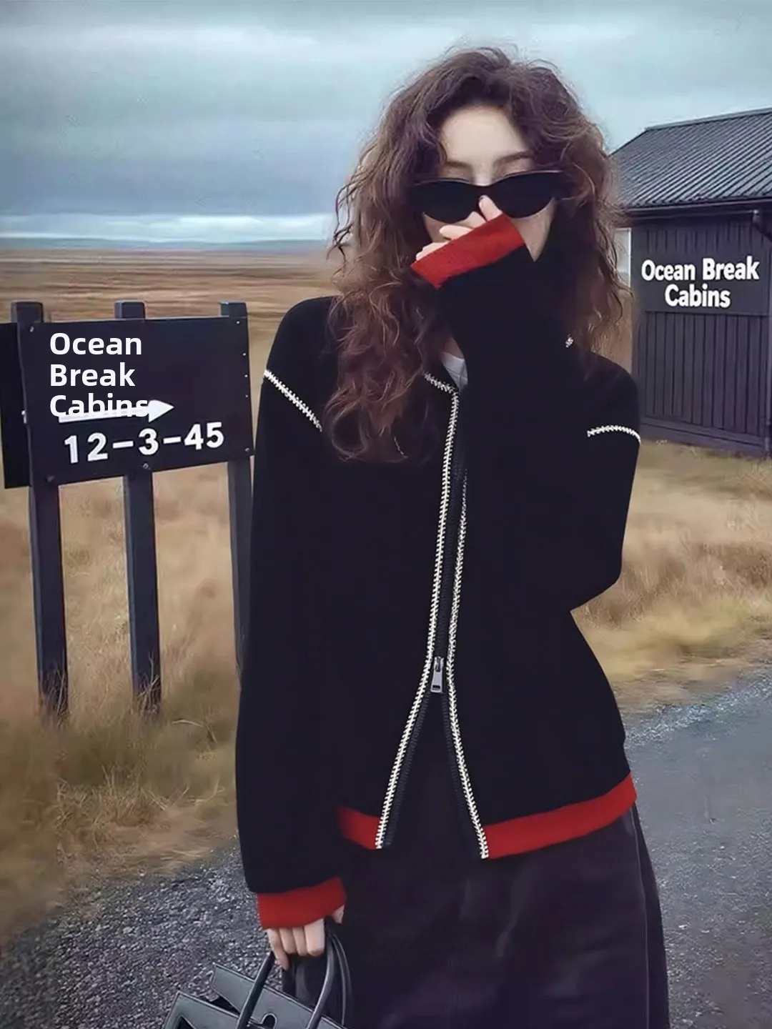 

Faionable Bla Jaet свитер женский ature Роскошный высококачественный корейский однобортный свитер на весеннем сезона с длинной молнией све