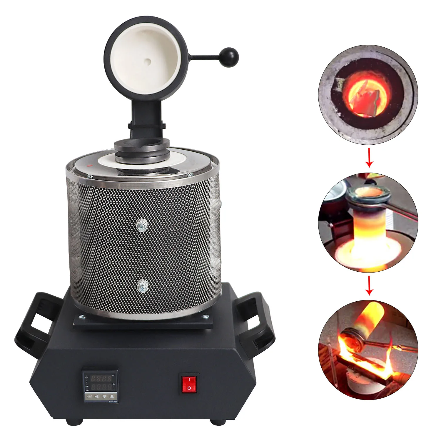 3Kg Jewelry Melting Furnace with Crucible for Gold Silver Metal Casting, Precious Metal Melting Machine Tool