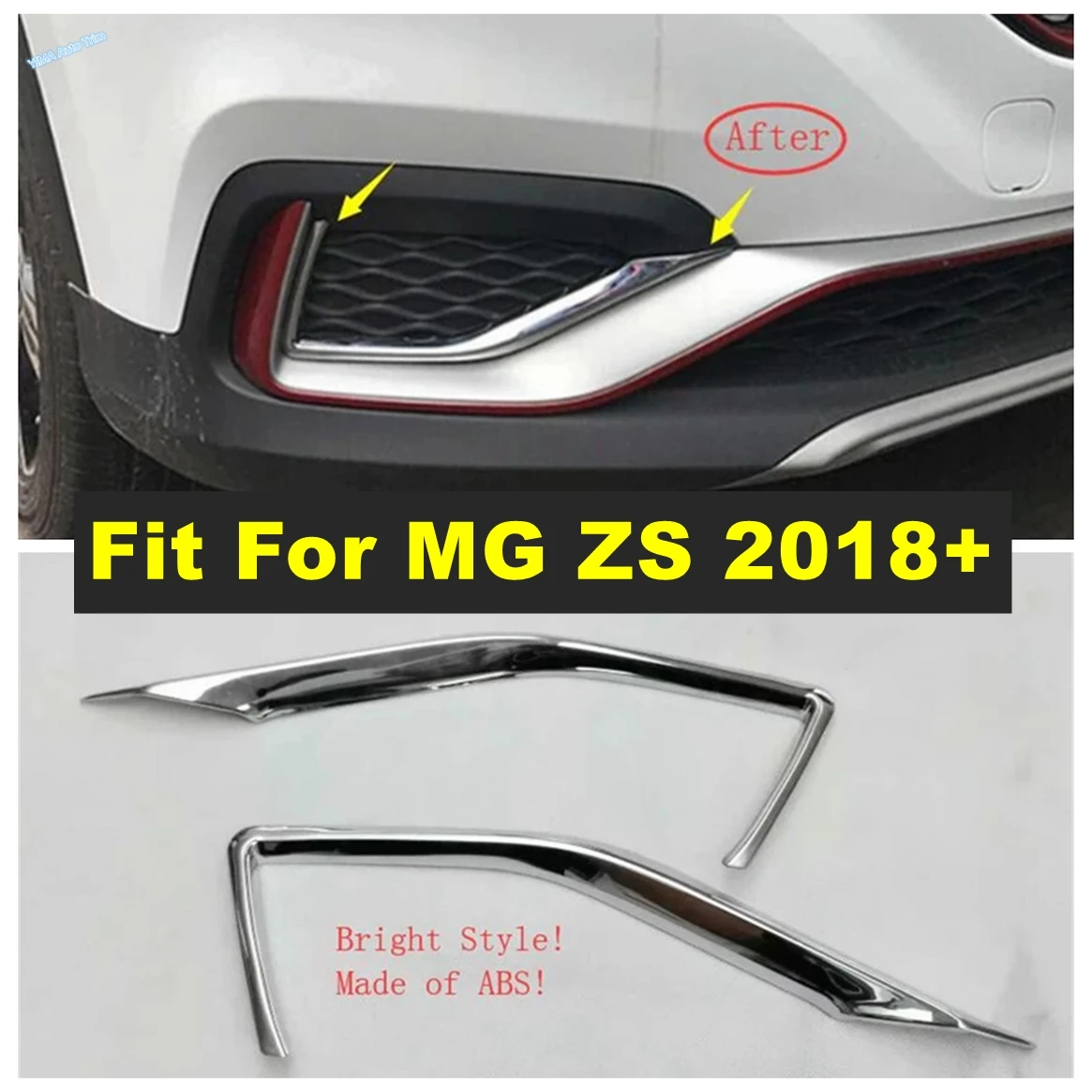 

Car Front Bumper Fog Lights Lamps Decoration Strip Eyelid Eyebrow Cover Trim For MG ZS 2018 - 2021 Shiny Exterior Accessories