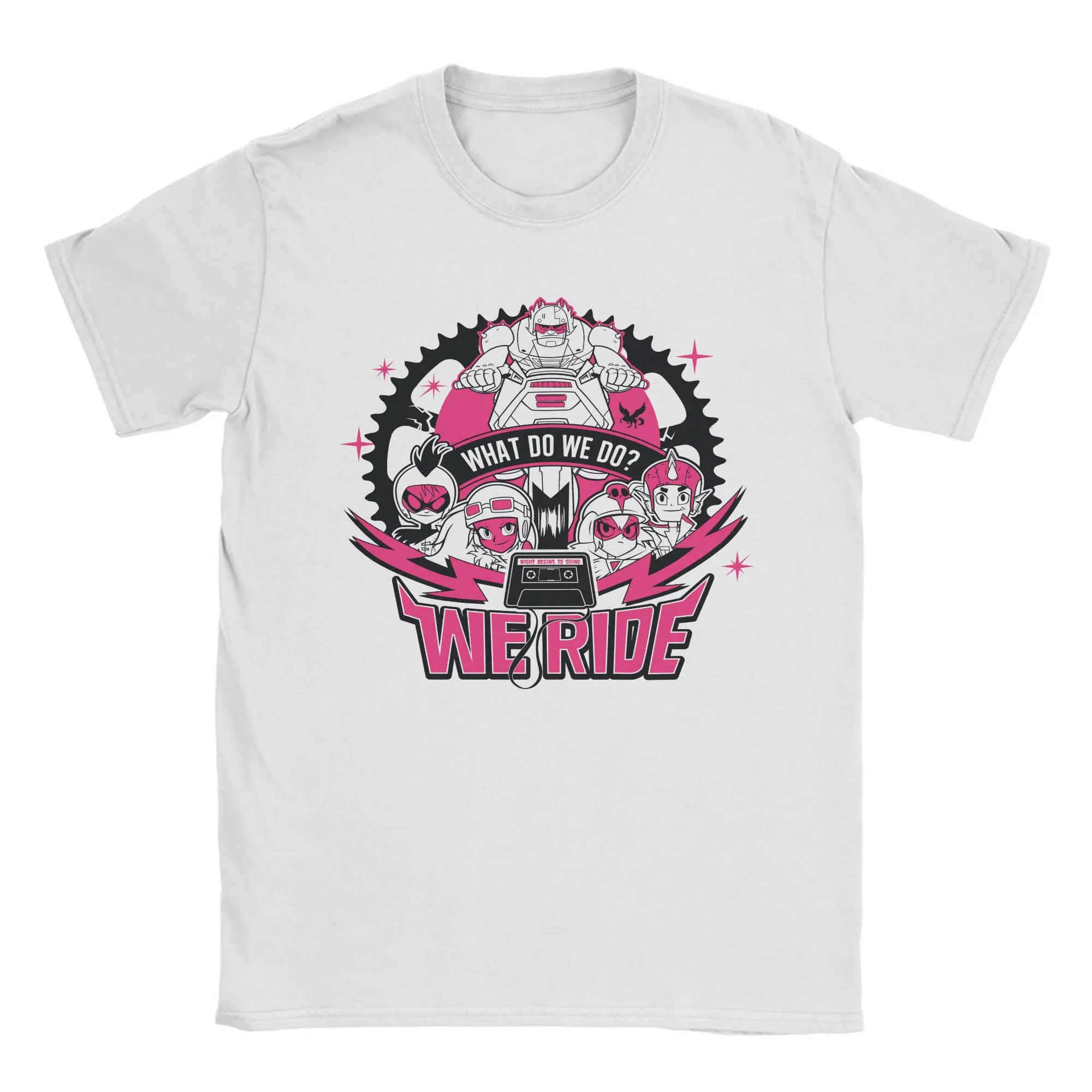 

Teen Titans Go We Ride Retro Moto Graphic T Shirt Men's Cotton Clothes Casual Round Neck Short Sleeve