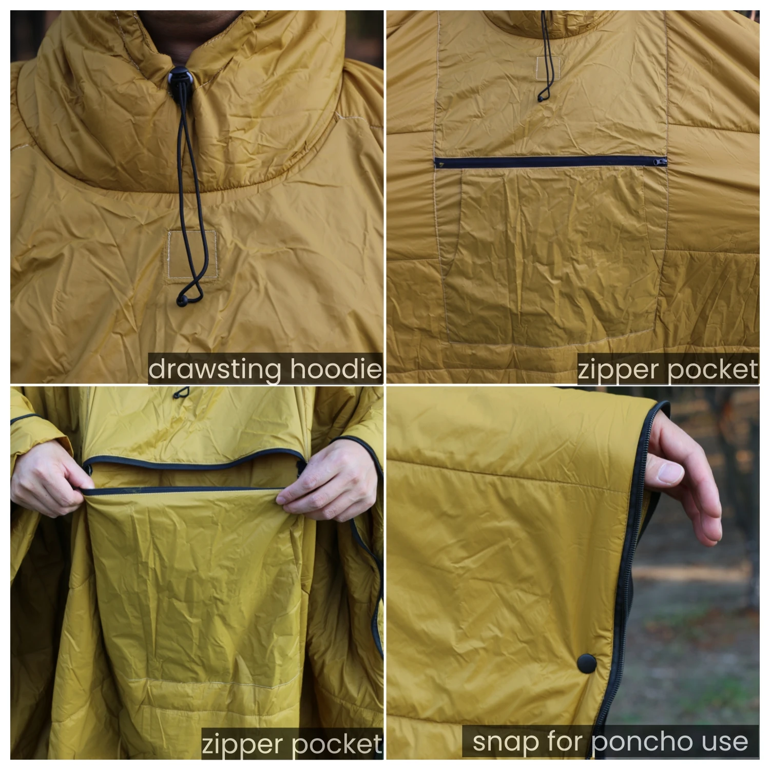 Outdoor 3 1 Nylon/Polyester Waterproof Wearable Blanket Poncho Coat Winter Mummy Sleeping Bag 3 Season 1.1KG Lightweight