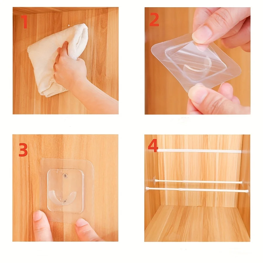 Self Adhesive Telescopic Pole Support Sticker Punch-free Household Telescopic Rod Holder Crossbar Wall Hooks Fixing Bracket