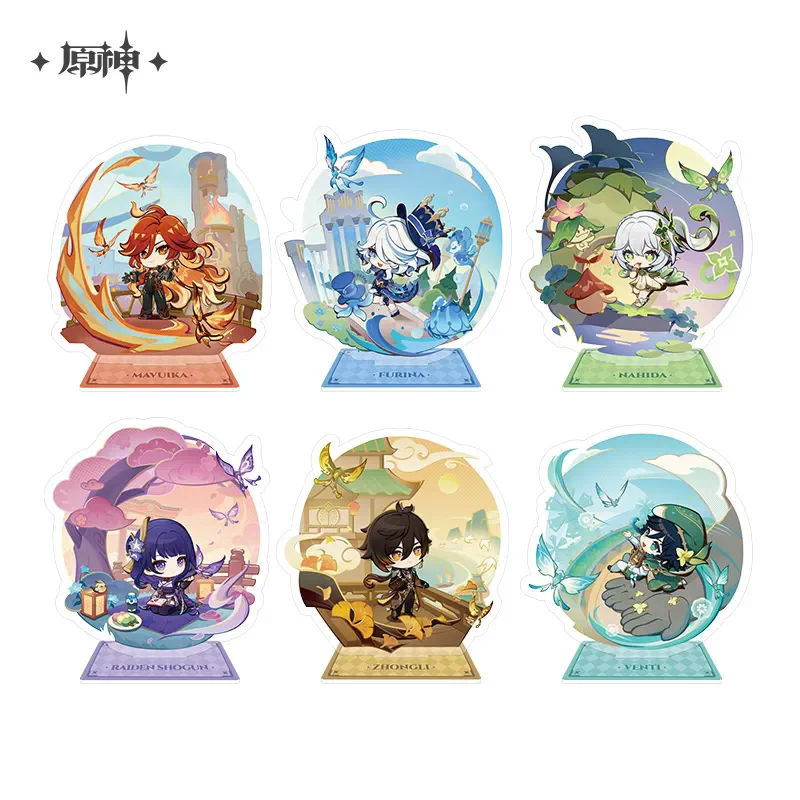[Genuine] miHoYo Game Genshin Impact Teyvat Theme Series Q-version Badge Acrylic Standee Refrigerator Magnet Cosplay Xmas Gifts