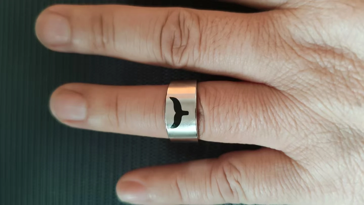 Stainless Steel Shark Whale Tail Ring - view 2