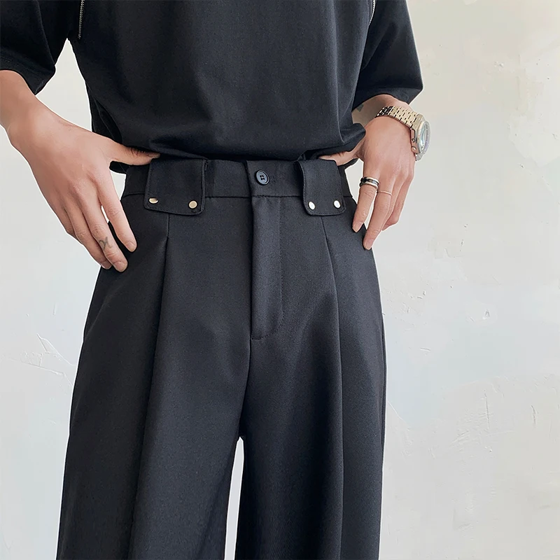 Schwarze übergroße Anzug hose Männer Mode soziale Herren Anzug hose koreanische lose gerade gerade Hose mit weitem Bein Herren Büro formelle Hose