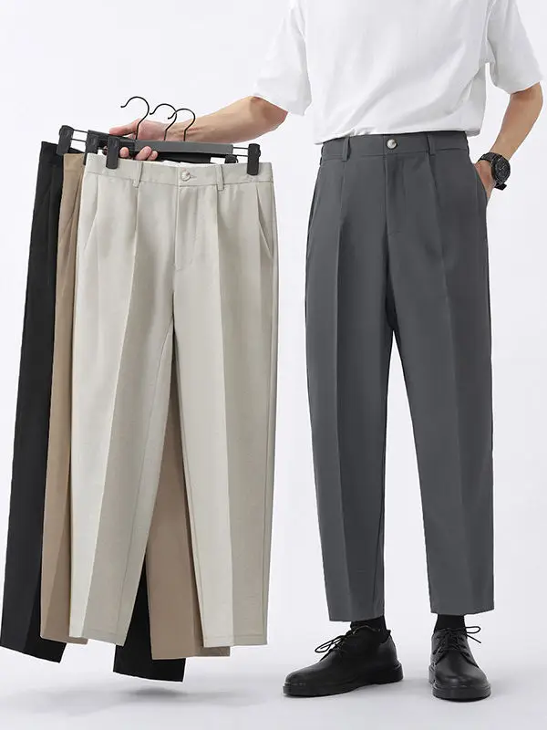 

Мужские брюки прямого кроя из полиэстера с защитой от сминания, на молнии, с высокой талией, для повседневной носки и работы, весна 2026