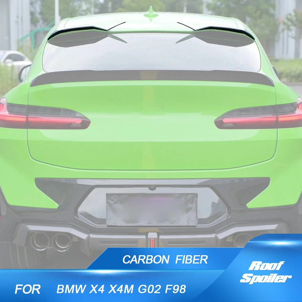 For BMW X4 X4M G02 F98 2018-2023 Sport Utility Real Carbon Fiber Roof Spoiler Canards Roof Top Wing HighKick Spoiler Body Kits