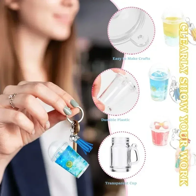 

100 шт., мини-брелок для чая с молоком, набор аксессуаров с пузырьковым чаем, кремом, чашкой для литья, кулон, брелок для ключей, кисточки и соломинки с пузырьками