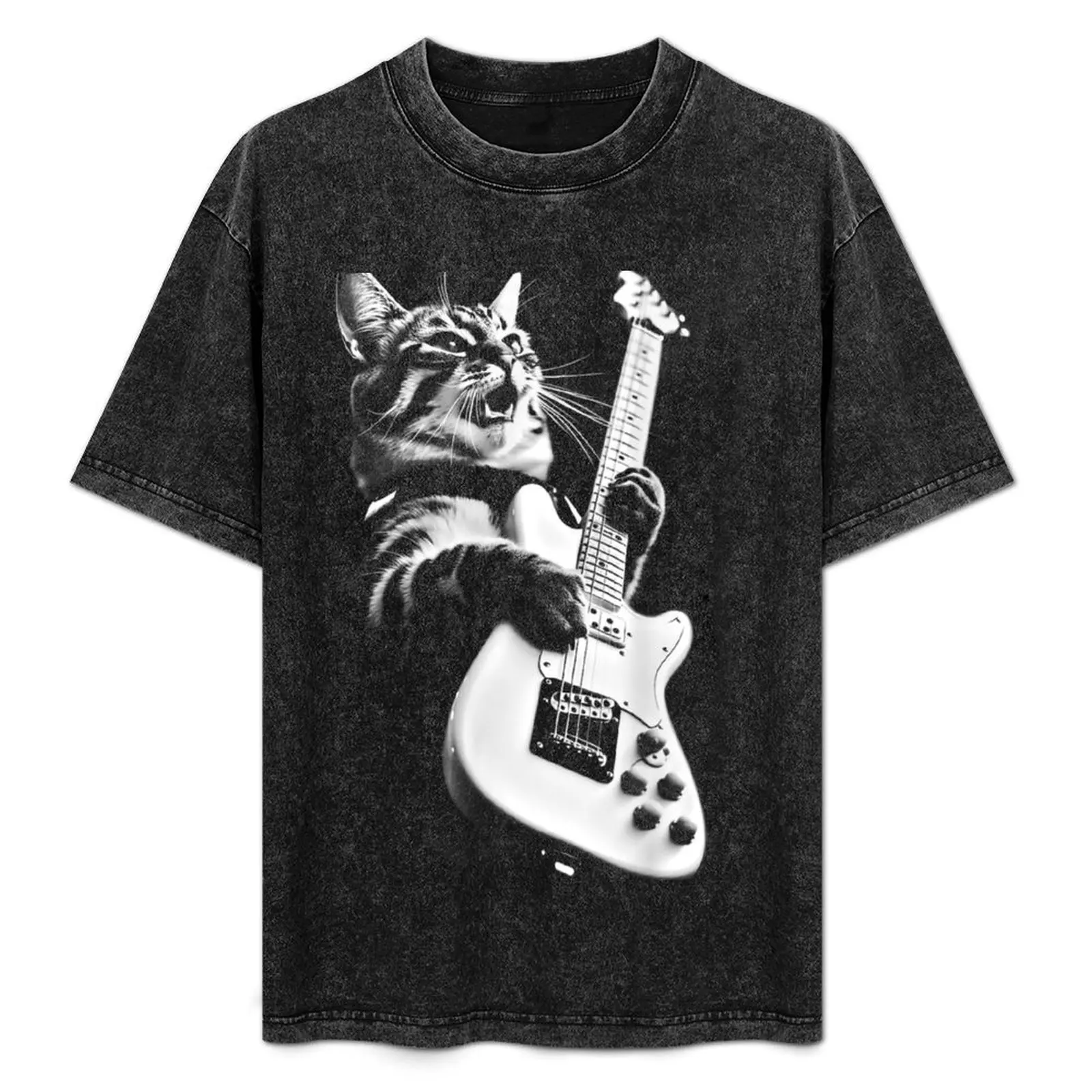 

Rock Cat Playing Guitar - Funny Guitar Cat T-Shirt vintage anime shirt blanks mens champion t shirts