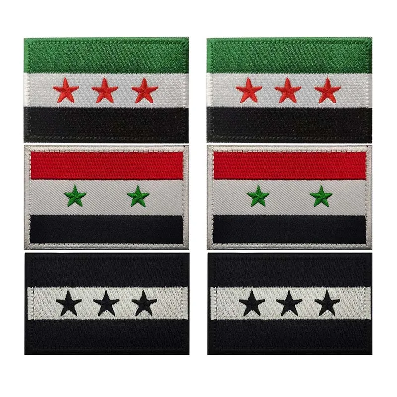 2CPS Syrische Embleme Syrische Flaggen-Stoffapplikationen Stickerei-Hookandoop-Aufnäher Militäraufkleber Taktische Abzeichen für Kleidung – Detail 4