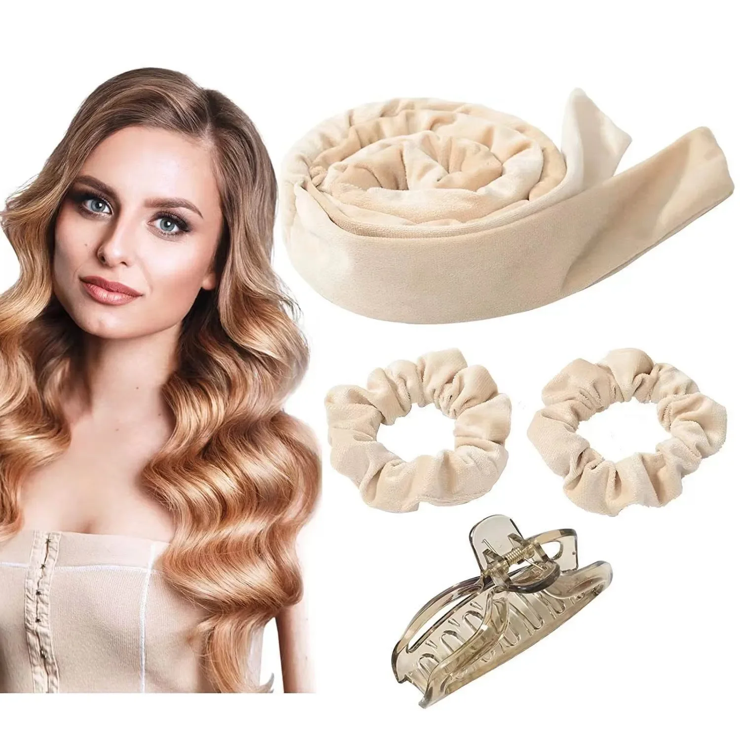 

Silk Heatless Curling Headband for Overnight Waves No Damage Hair Rollers Reusable Lazy Styling Tool for Women Girls