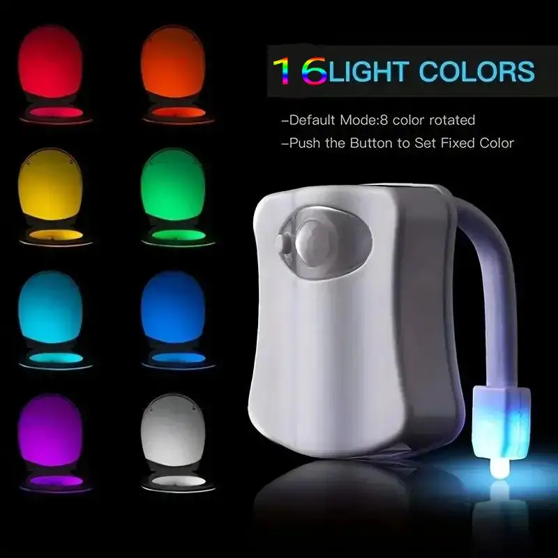 8-Color/16 Color Mini Led Human Body Sensing Night Light Toilet Hanging Atmosphere Light Bathroom Sensing Light Toilet Lid Light