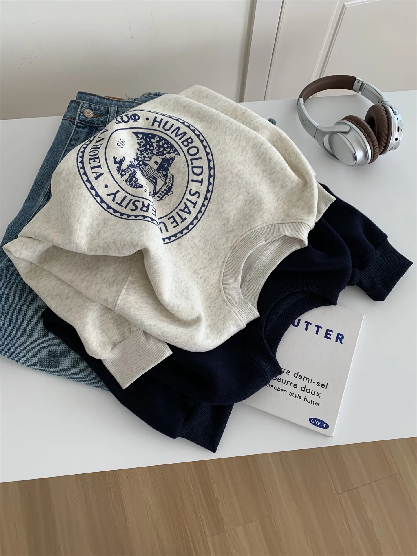 

Корейский свитшот с круглым вырезом, женский, свободного кроя, с принтом, на весну-осень, универсальный, молодежный, студенческий топ