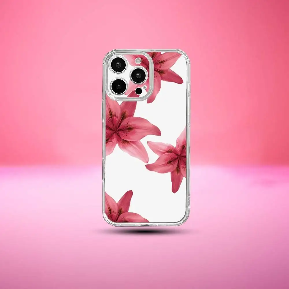Flores lírio hibiscue beleza caso de telefone para iphone17,16,15,14,13,12,11 plus, pro max, capa transparente de silicone macio