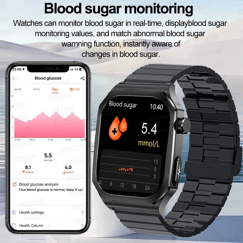 2024new ai medizinische Qualität Smartwatch Blutzucker Blutfett Harnsäure EKG ppg Körper temperatur Bluetooth Anruf Gesundheit Smartwatch