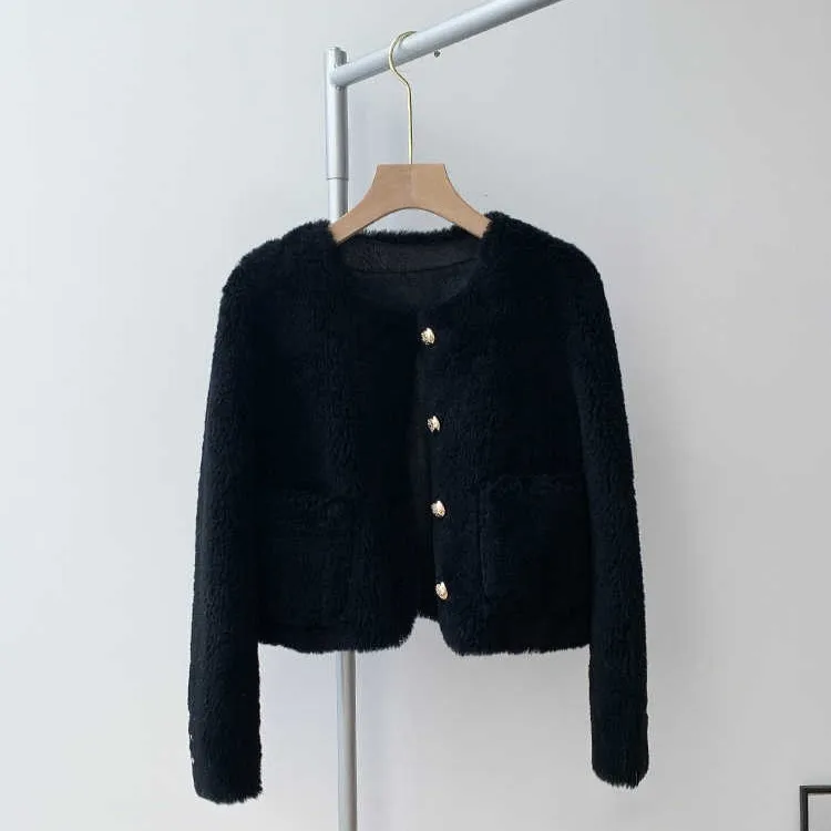 Wool High-Quality Fur New Sheep Shearing Wool Lamb Wool Granule Coat Women's Fashion Jacket
