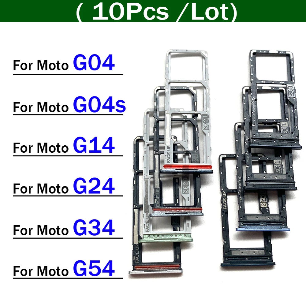 10Pcs/Lot，SIM Card Tray Slot Holder Adapter Accessories For Motorola Moto G04 G04s G14 G24 G34 G54