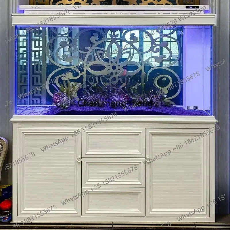 

RR new fish tank large living room ultra-white glass aquarium bottom filter fish tank free of water change