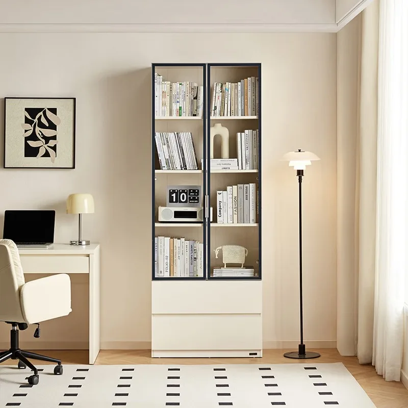 Modern simple storage cabinet tempered glass two-door display cabinet