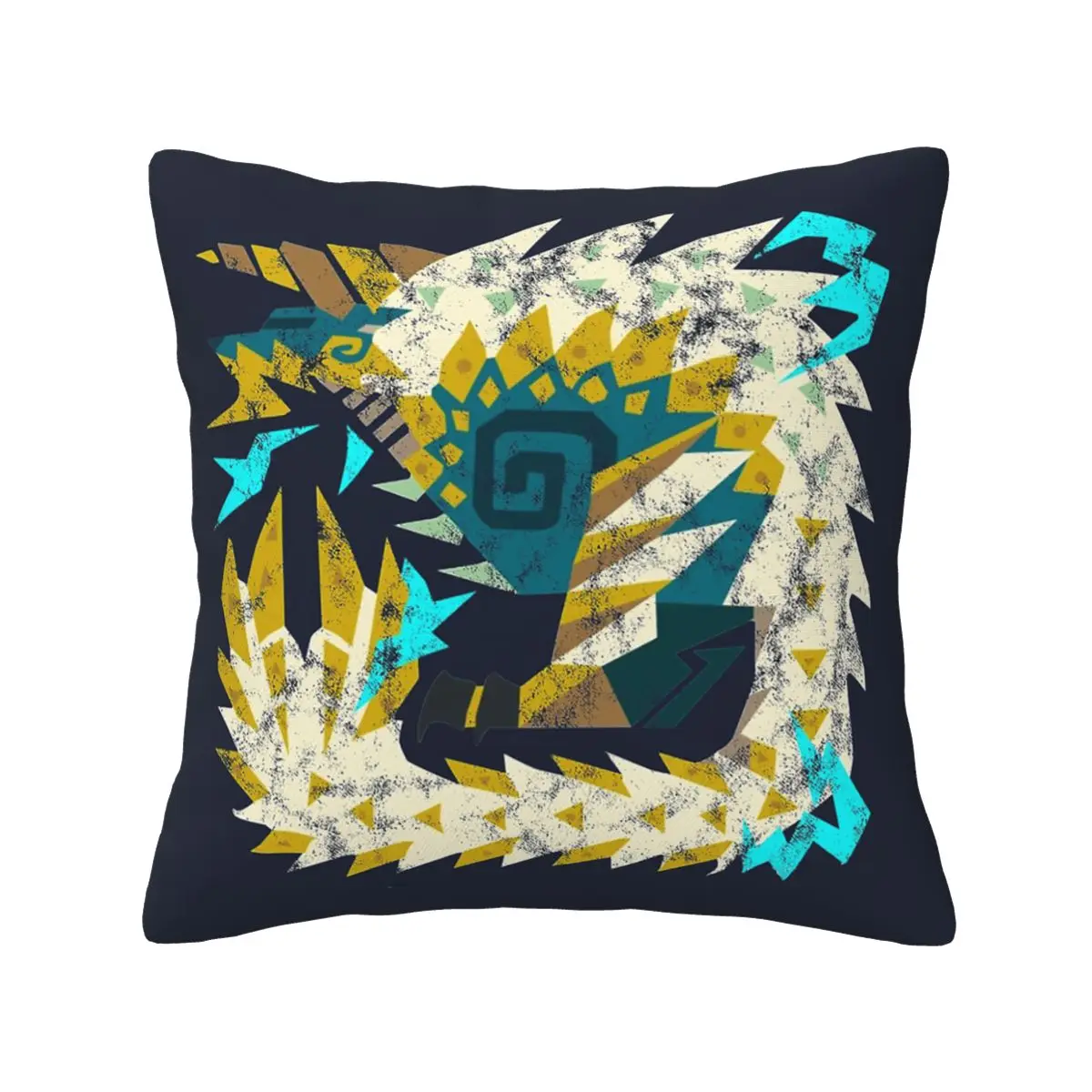 

Monster Hunter World Iceborne Zinogre Kanji Polyester Cushion Cover Decoration Pillow Case Cover for Sofa Double-sided Printed