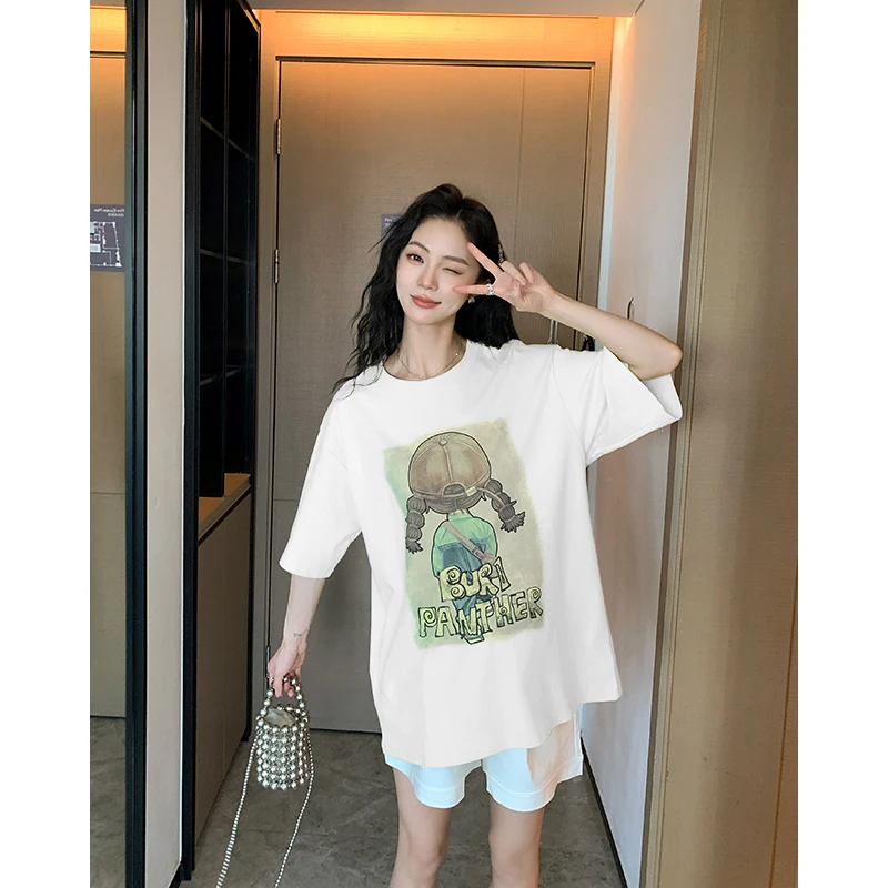 

Woman Dress Side Split Plus Size Pregnancy Tops Long Sleeve Tees Shirt Autumn Maternity Cotton T-shirt Fashion Printed Pregnant