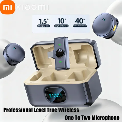 Micrófono Lavalier Xiaomi, micrófono inalámbrico de succión magnética con estuche de carga para grabación de vídeo, Plug and Play