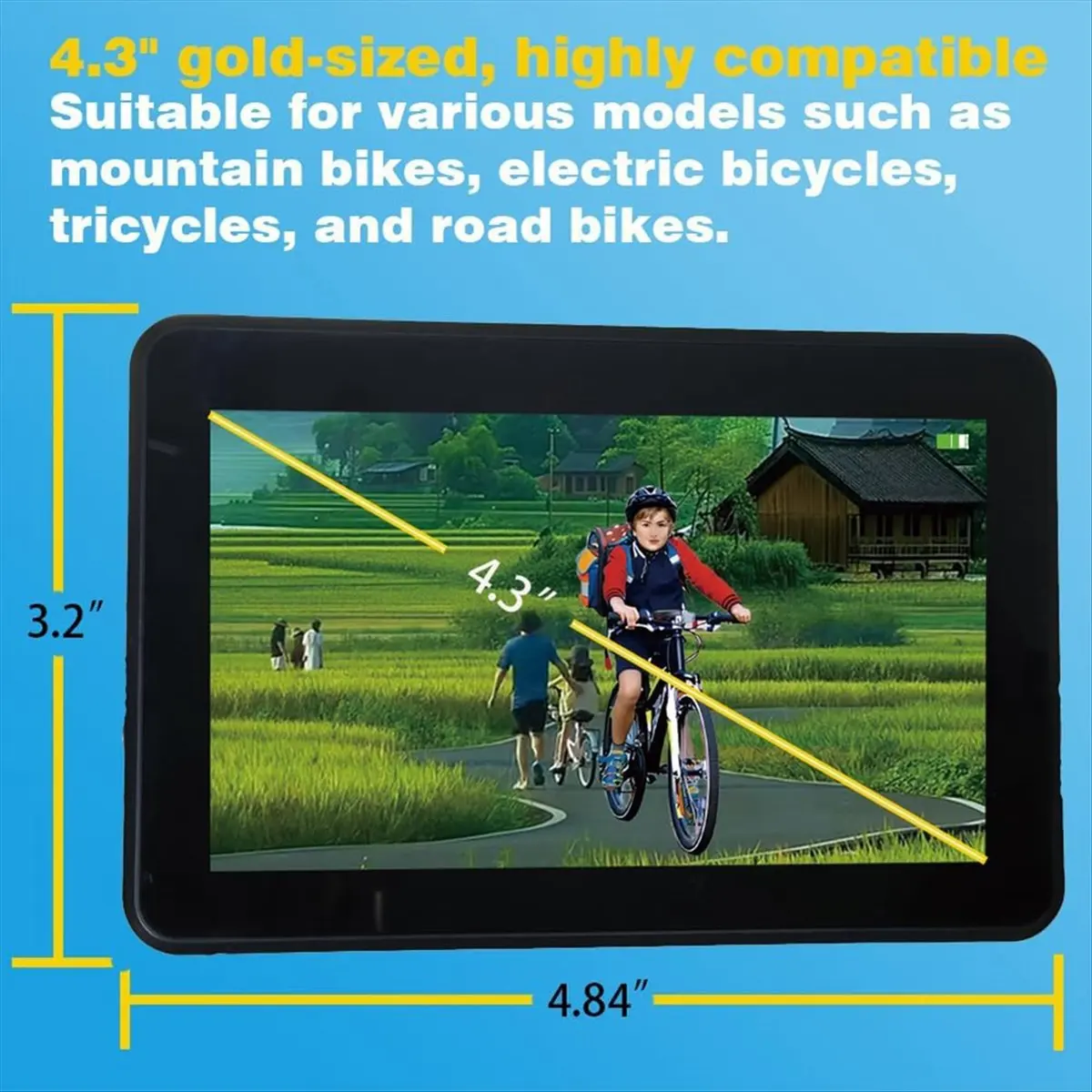 

Зеркало для велосипеда AD10 с монитором 4.3 дюйма 1080P, камера заднего вида с ночным видением для горных, электрических и шоссейных велосипедов