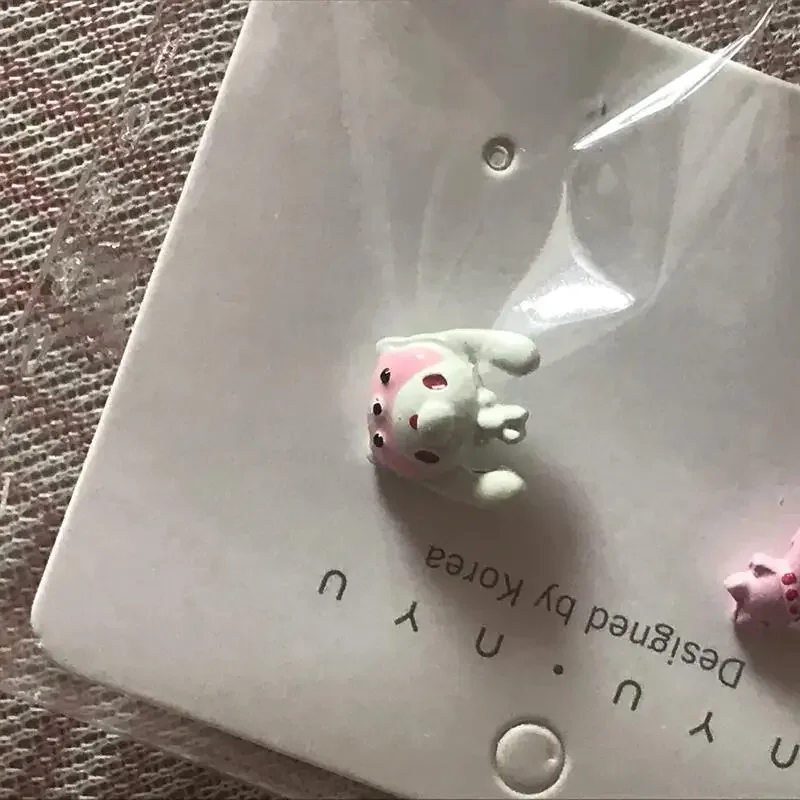 Gloomy Bear Cute Asymmetric Cartoon Bear Rabbit Stud Earrings Kawaii 3D Animal Ear Jewelry Sweet Girls Fashion Accessory view 3
