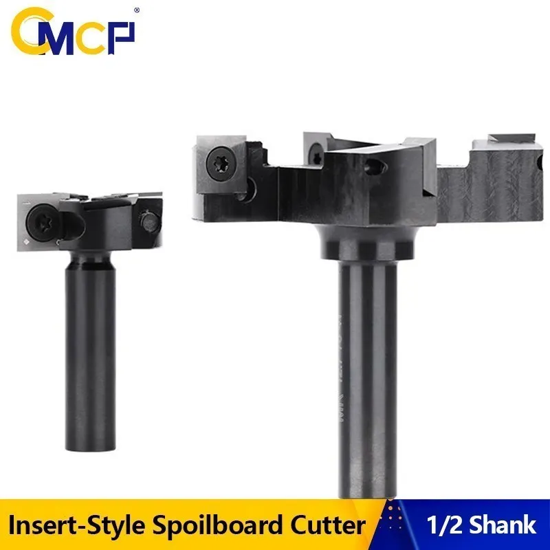 

CMCP CNC Spoilboard Surfacing Router Bit 1/2 Inch Shank Carbide Tipped Tool 4 Wings T Slot Milling Cutter For Woodworking Tools