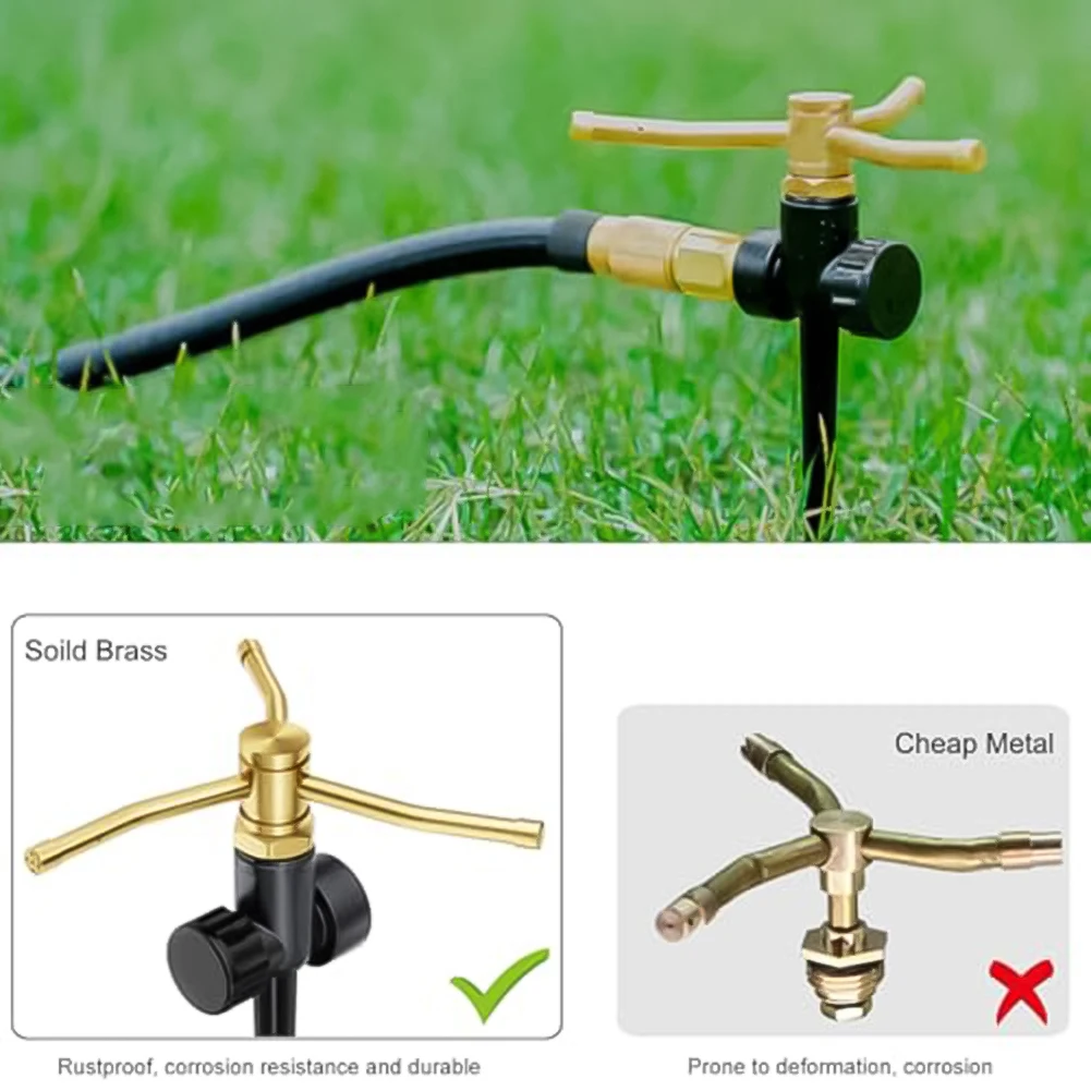 360 Degree Lawn Sprinkler with Full Rotation and Motion Detection Aluminum Alloy Brass Construction Lightweight