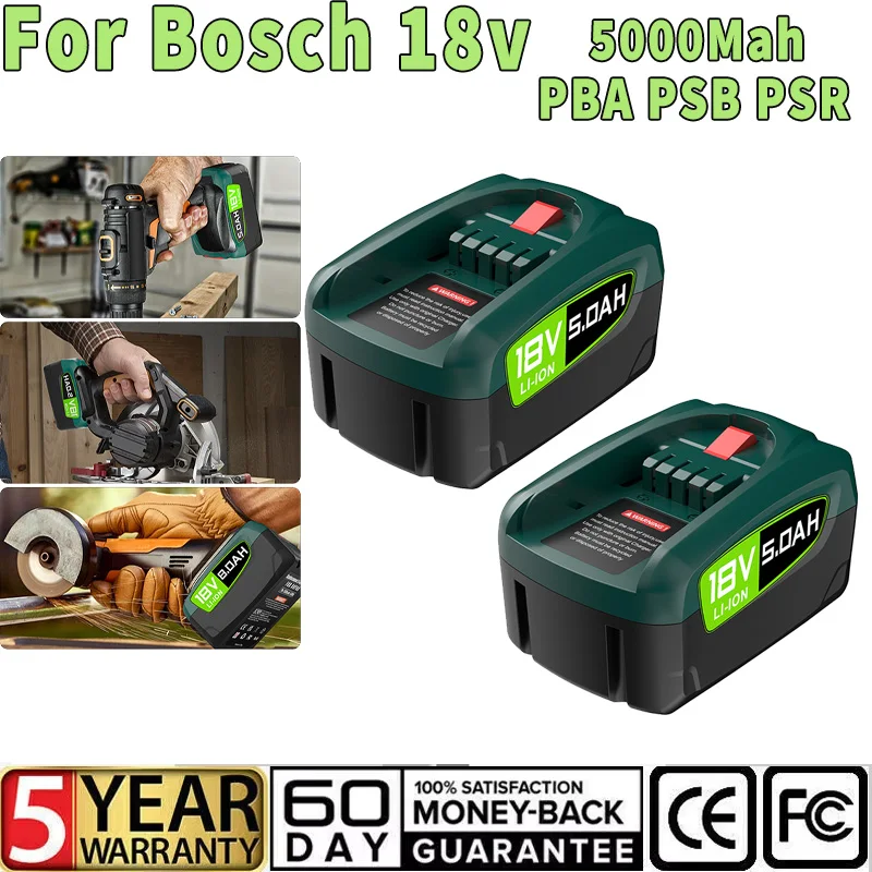 Pour Bosch PBA 5000mAh batterie de remplacement 18V pour Bosch AL1880CV AL1810CV AL18815CV AL1830CV batterie d'outils électriques