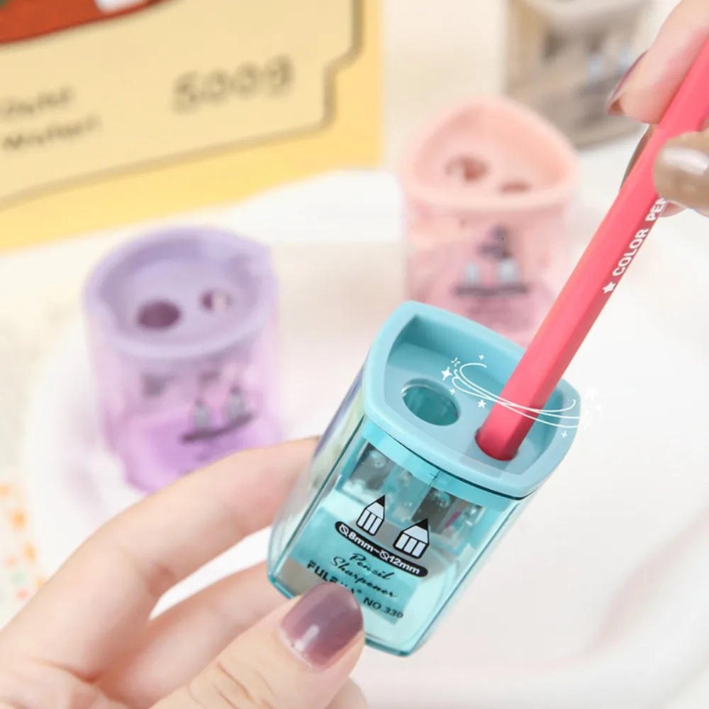 Cutting Machine Double Hole Pencil Sharpener Sacapuntas Transparent Small Pencil Sharpener Double Hole Portable