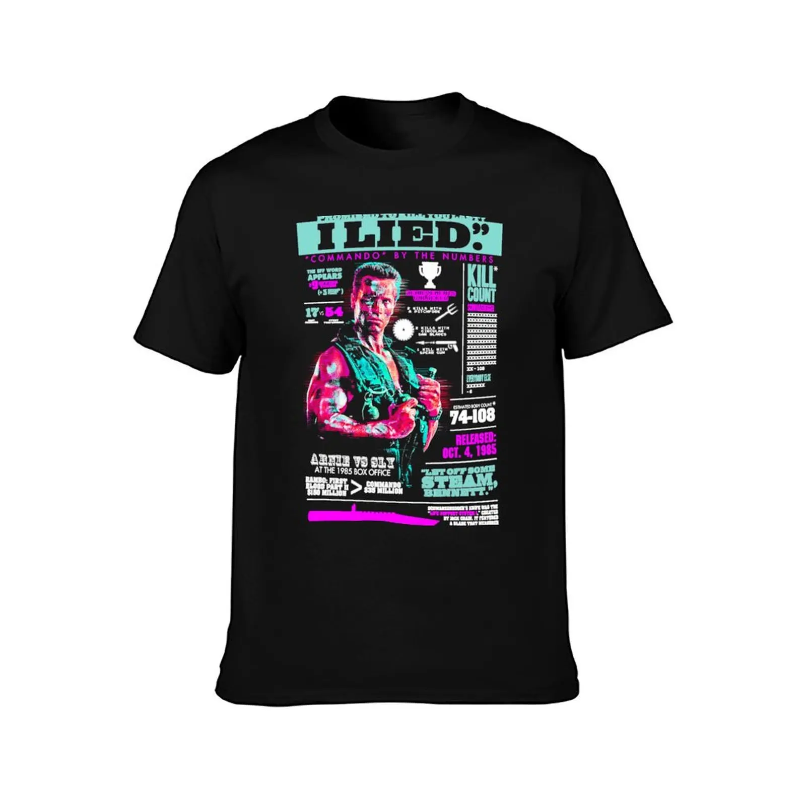Commando (1985) Info T-Shirt Lightweight Casual Summer T-Shirt